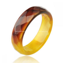 Fashion Natural 6MM Yellow Agate Gemstone Faceted Women Rings